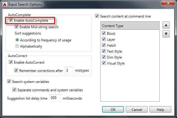 Turning on/off command auto-complete