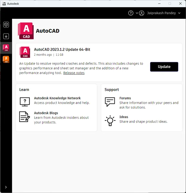 Update AutoCAD