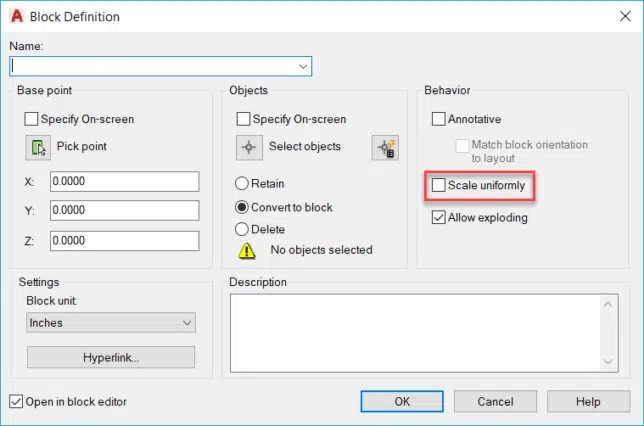 Scaling AutoCAD Blocks