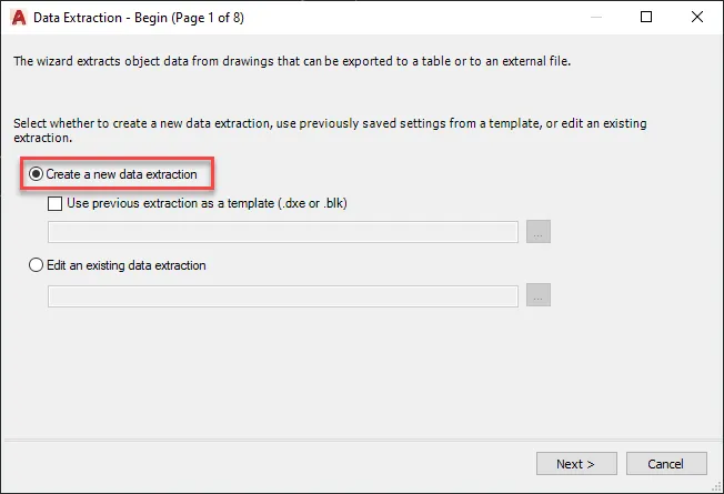 Data Extraction Wizard