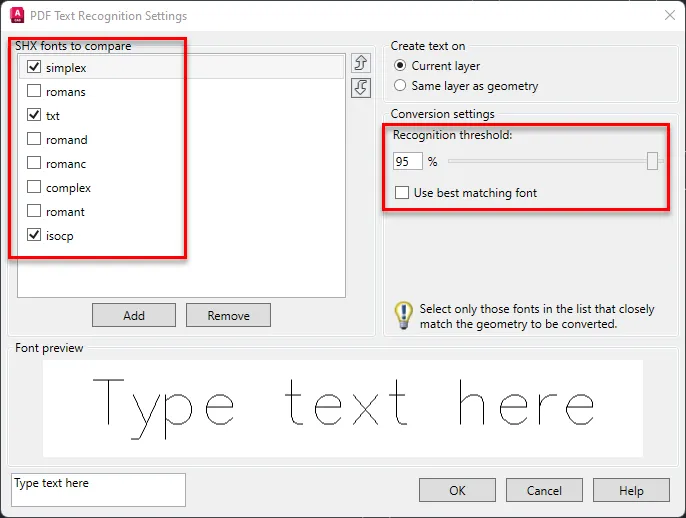 Converting text in the PDF