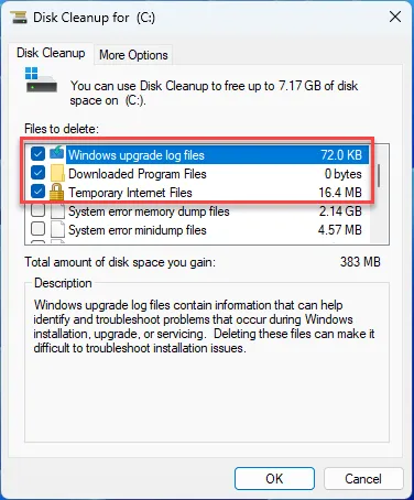 Clean temporary files and perform disk cleanup