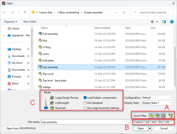 Tip 19: Filtering assembly files based on the type
