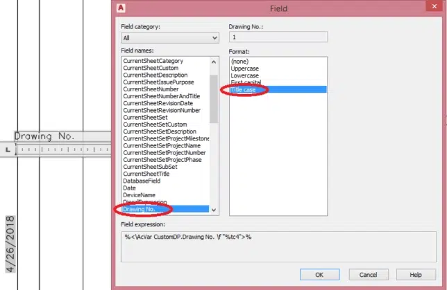 Using Title block template