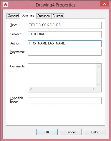 Using Title block template