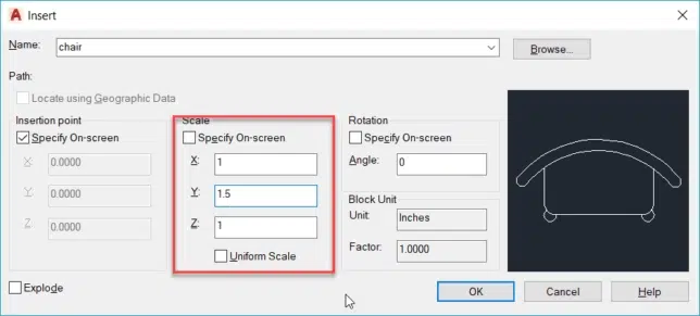 Scaling AutoCAD Blocks