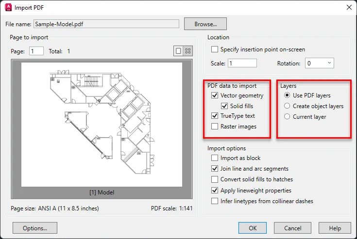 vector PDF into AutoCAD